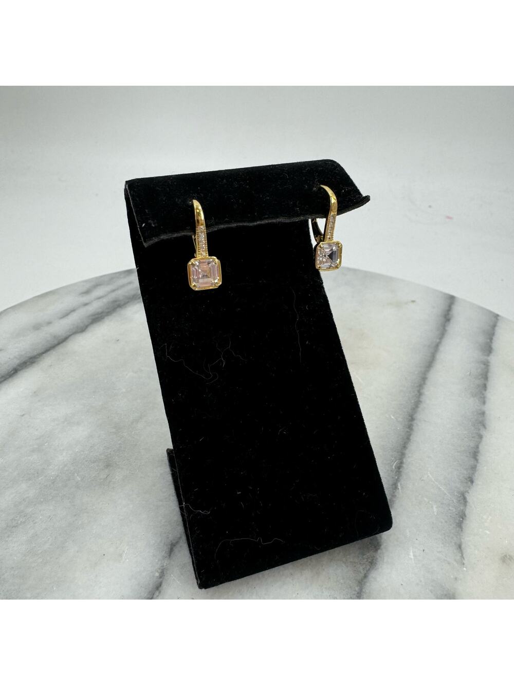 Gold plated over sterling silver cubic zirconia, huggy earrings
